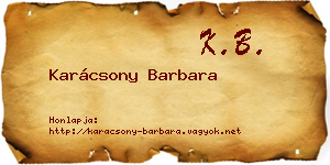 Karácsony Barbara névjegykártya